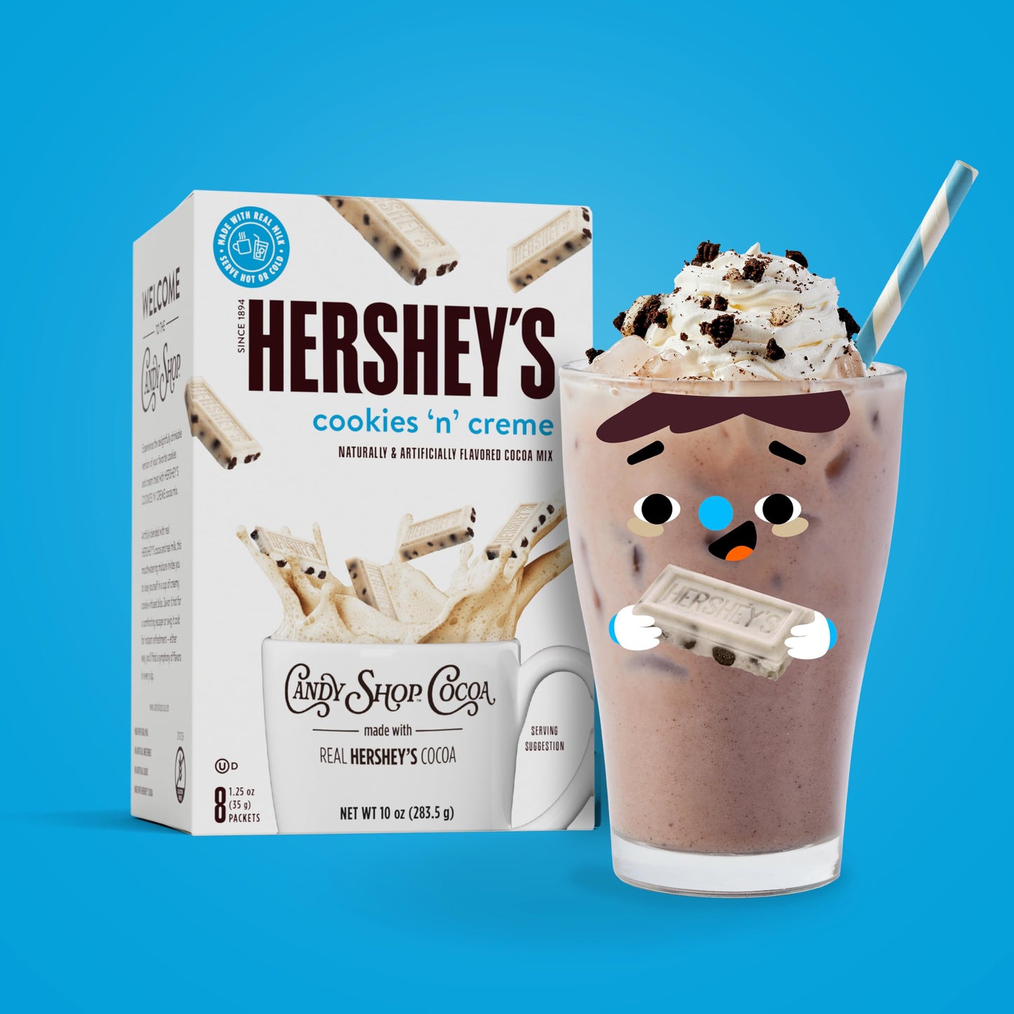 Candy Shop Cocoa HERSHEYS COOKIES N CREME Cocoa Mix Hot Chocolate Make Hot or Iced Cocoa Made With Real Milk Gluten Free 1.25 oz Packet (8 count)