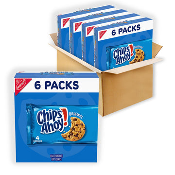 CHIPS AHOY! Original Chocolate Chip Cookies, 24 Total Snack Packs, 4 Boxes (4 Cookies Per Pack)