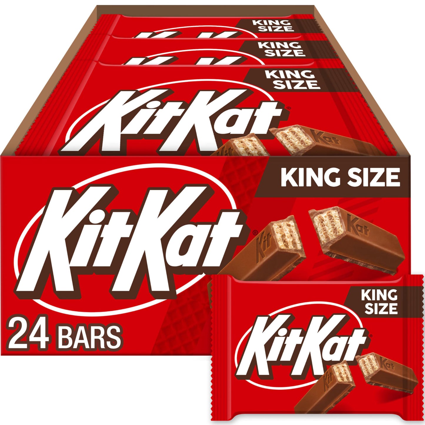 Kit Kat Milk Chocolate Wafer King Size, Halloween Candy Bars, 3 Oz (24 Count)