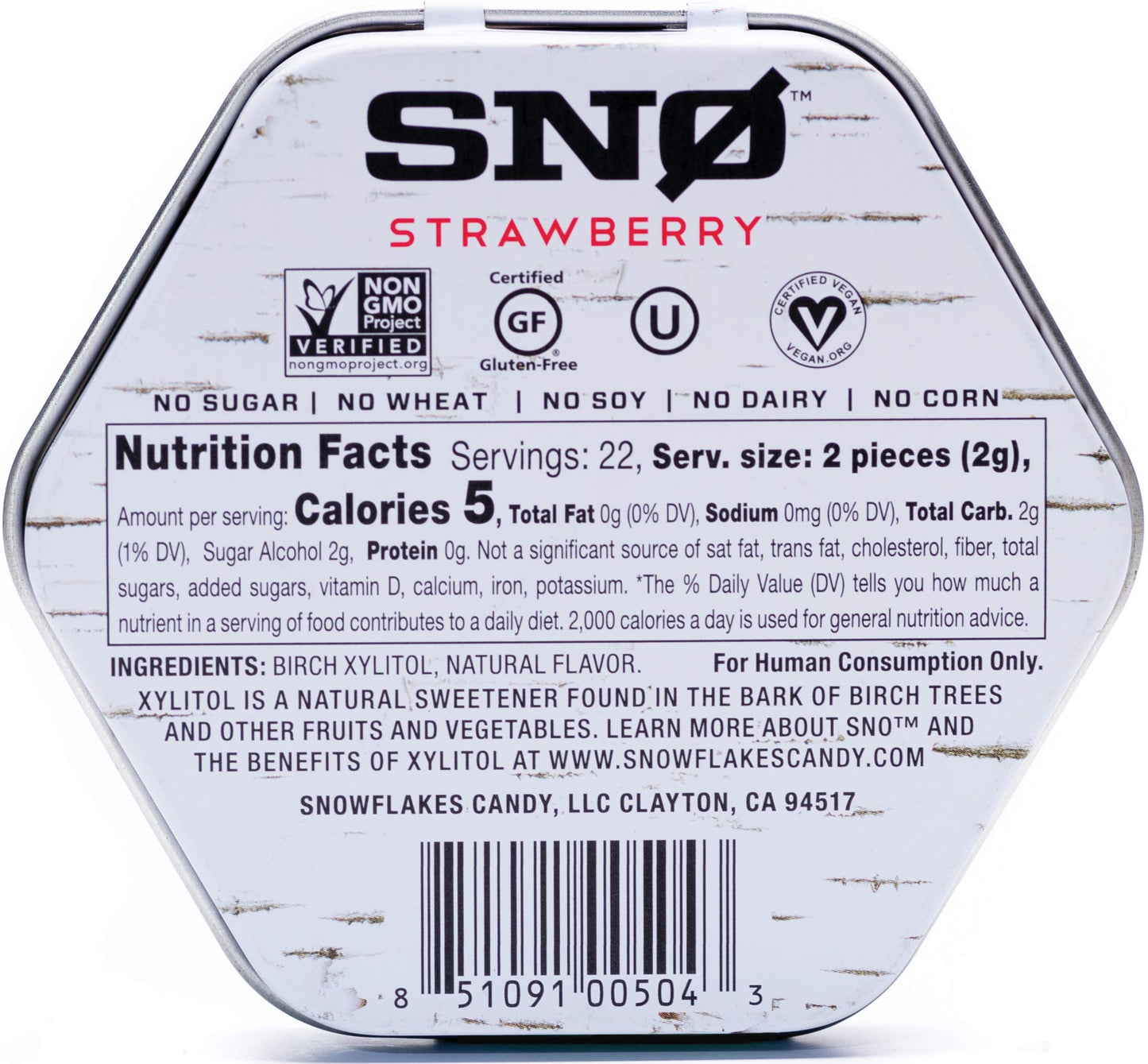 Strawberry Xylitol Candy Chips (6-Pack) - Sn 1.5Oz Tins - Handcrafted W/Only 2 Ingredients | Diabetic-Friendly, Non-Gmo, Vegan,