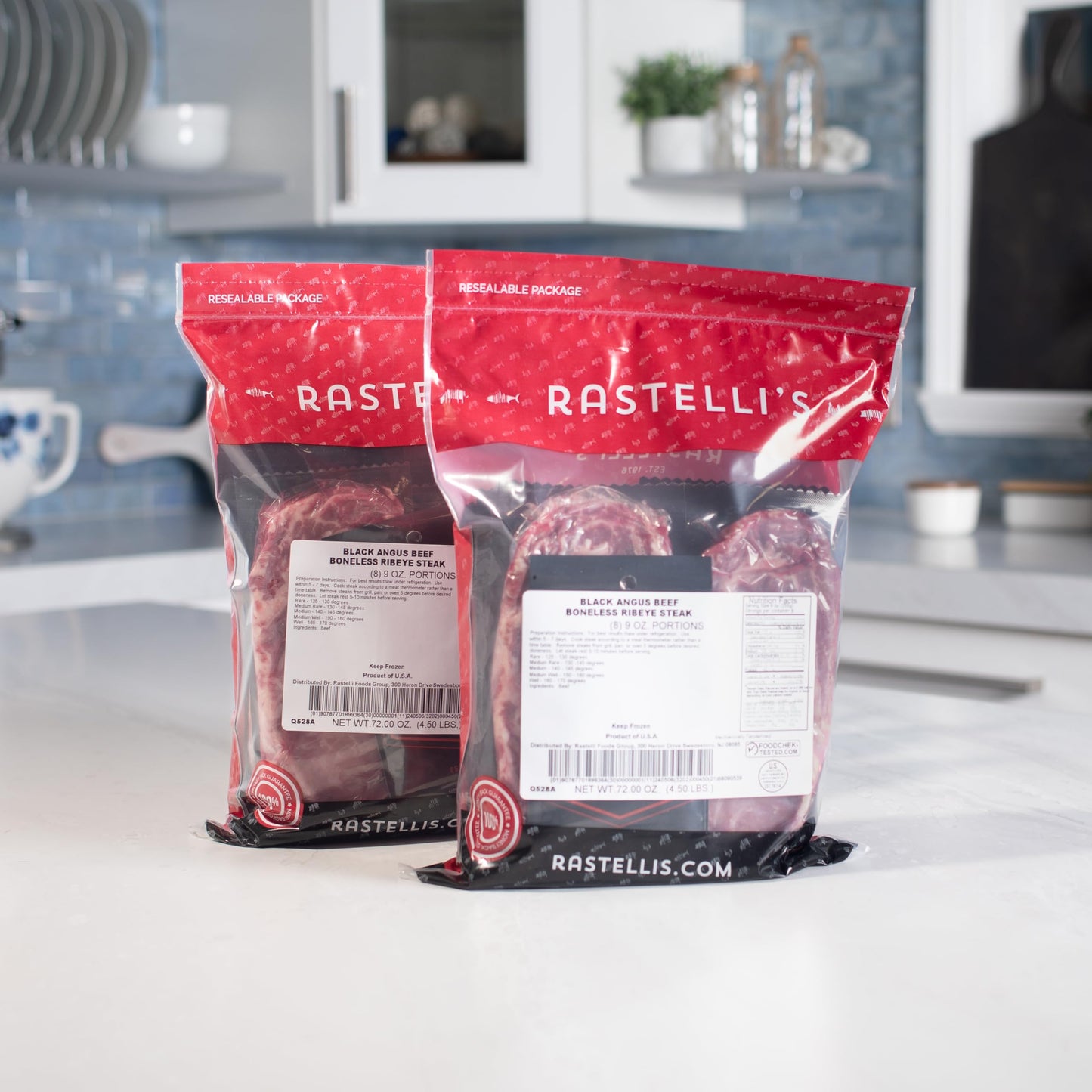 Rastellis Black Angus Beef Ribeye Steaks (16 ct) 9 oz Portions  9 lbs. Total