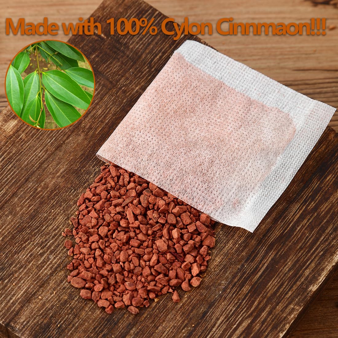 ULTHMOK Ceylon Cinnamon Tea Bags, 100% Pure, Caffeine Free, 100 Count, No Additives