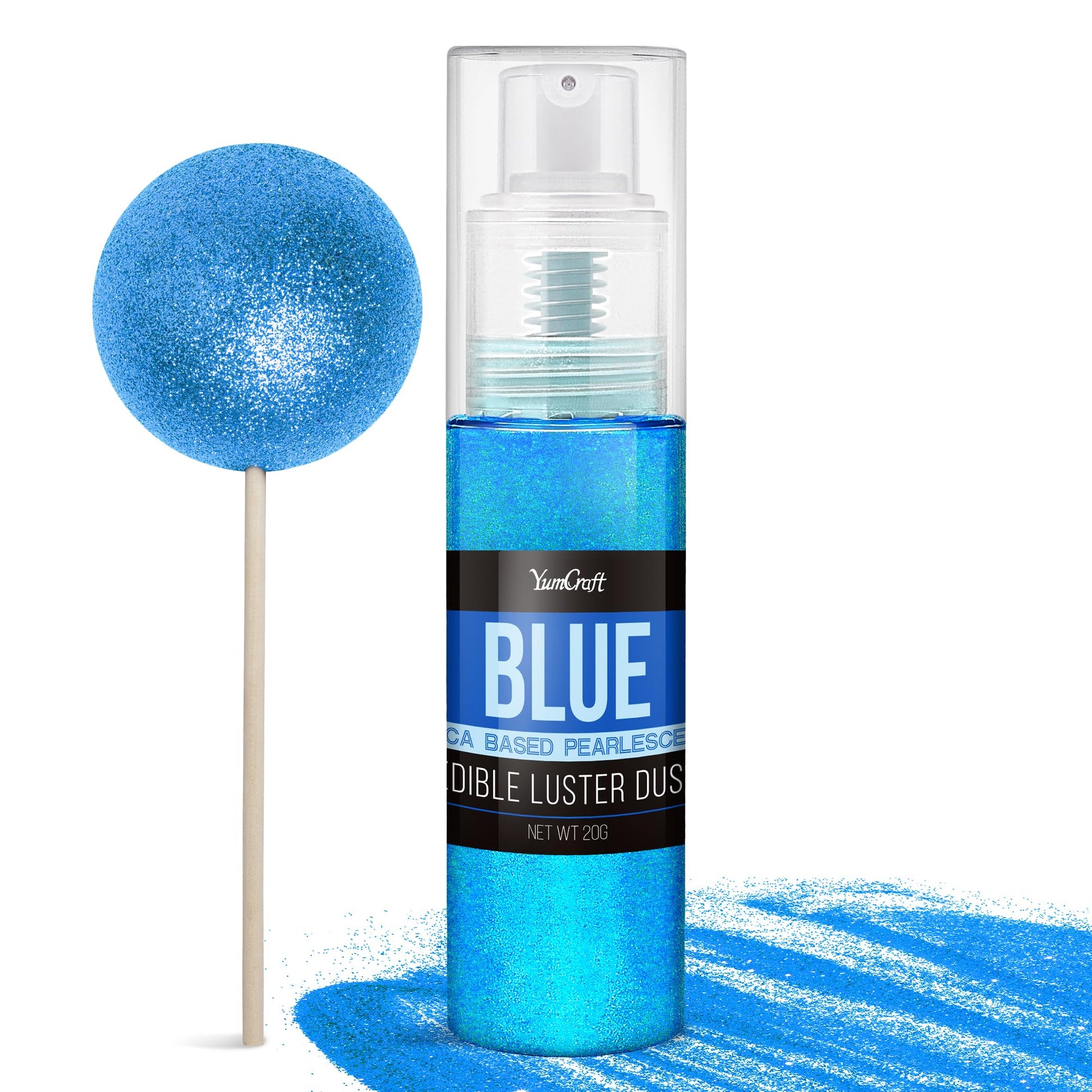 YumCraft Edible Glitter Spray - Food Grade Luster Dust for Cake Decorating, 20g, Blue