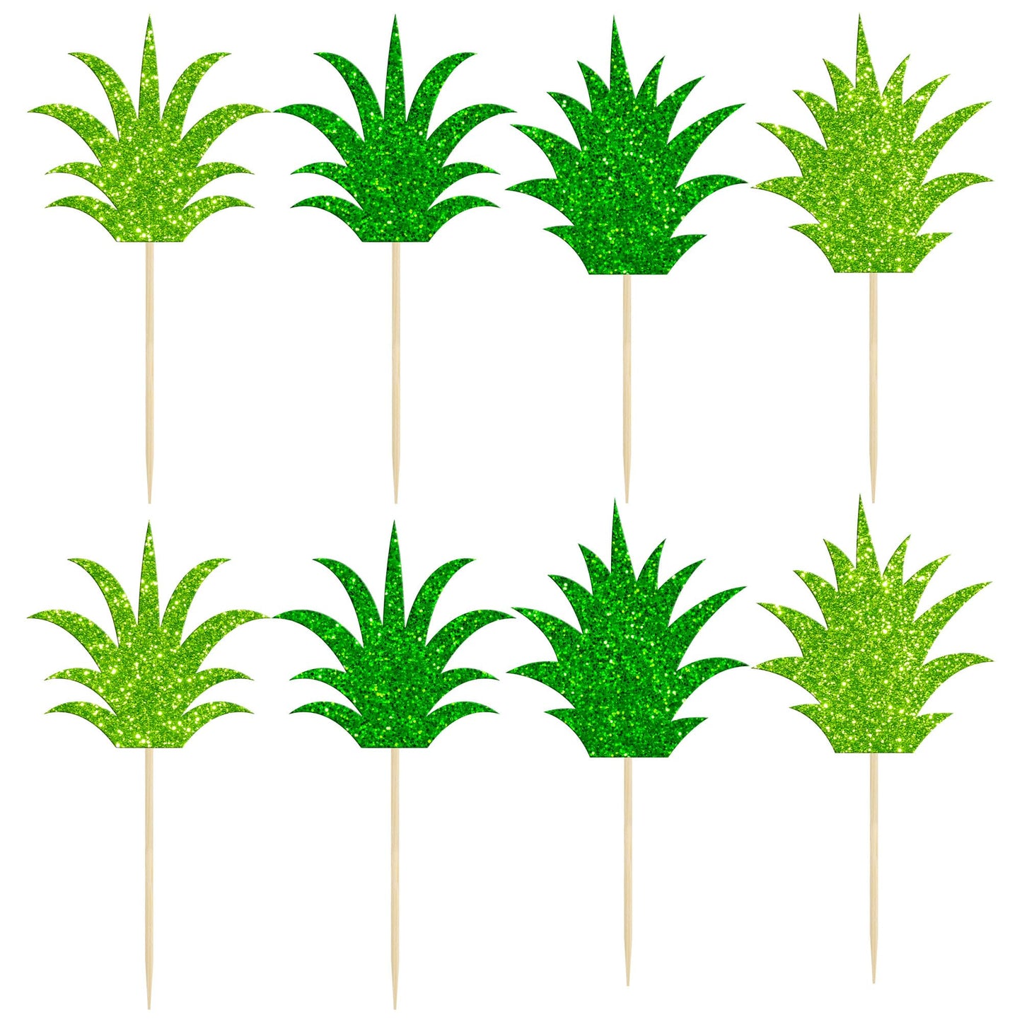 Gyufise 24 Pack Pineapple Cupcake Toppers Glitter Donut Pineapple Leaf Cupcake Picks Tropical Hawaiian Luau Pineapple Theme Baby