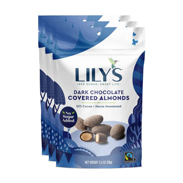 Dark Chocolate Covered Almonds By Lily'S Sweets, Made With Stevia, No Added Sugar, Low-Carb, Keto-Friendly Christmas Candy | Fai