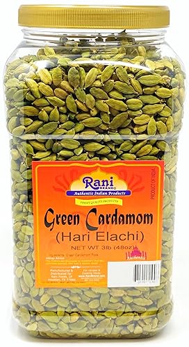 Rani Green Cardamom Pods Spice (Hari Elachi) 48Oz (3Lbs) 1.36Kg Pet Jar ~ All Natural | Vegan | Gluten Friendly | Non-Gmo | Prod