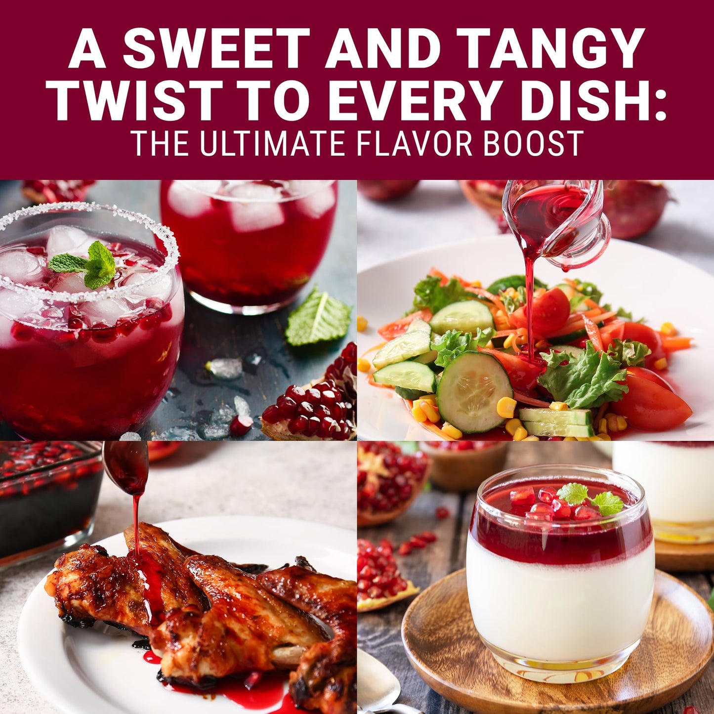 Pomegranate Molasses by Zest Delites, No Sugar Added, 100% Natural Mediterranean Pomegranate Syrup for Salads, Meats, Drinks and