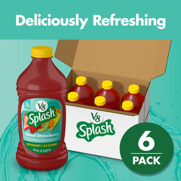 V8 Splash Juice Beverage, Strawberry Flavor, 64 fl oz Bottle, Pack of 6
