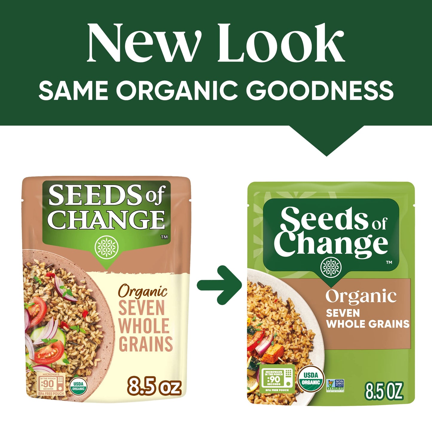 SEEDS OF CHANGE Organic Seven Whole Grains Rice Blend, Microwaveable Ready to Heat, 8.5 Ounces (Pack of 6)