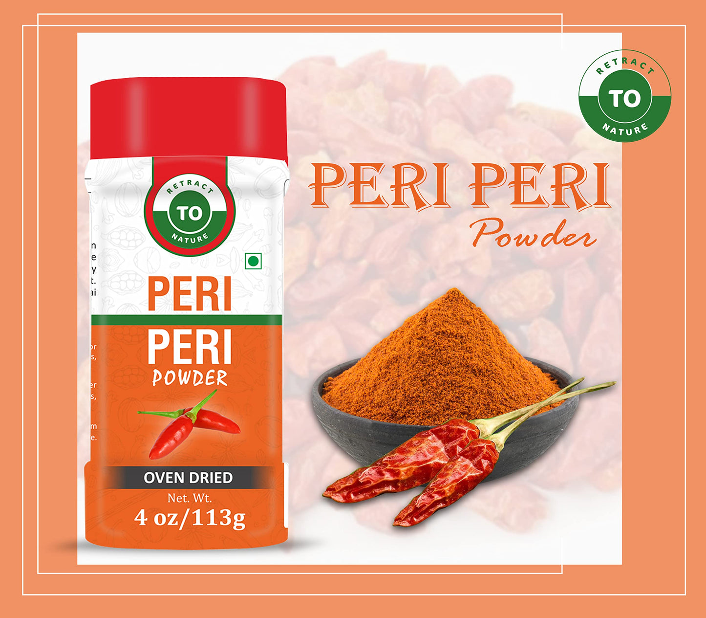 Peri Peri Powder (Birds Eye Chili) - 4 Oz/113 Gm, 100% Pure, Oven Dried, Spicy Chili Powder