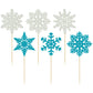 Gyufise 36 Pack Snowflake Cupcake Toppers Blue Silver Glitter Winter Frozen Theme Cupcake Picks Baby Shower Kids Birthday Party