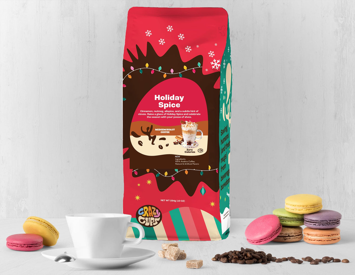 Crazy Cups Flavored Ground Holiday Spice Coffee - 10 Oz Bags (Pack of 3) - Brew Hot or Iced