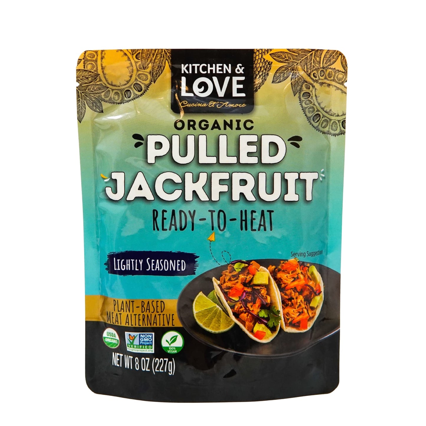 Kitchen & Love Jackfruit Lightly Seasoned, Organic, Fully Cooked, Versatile Plant Based Meat Alternative, Gluten Free, 90 Second
