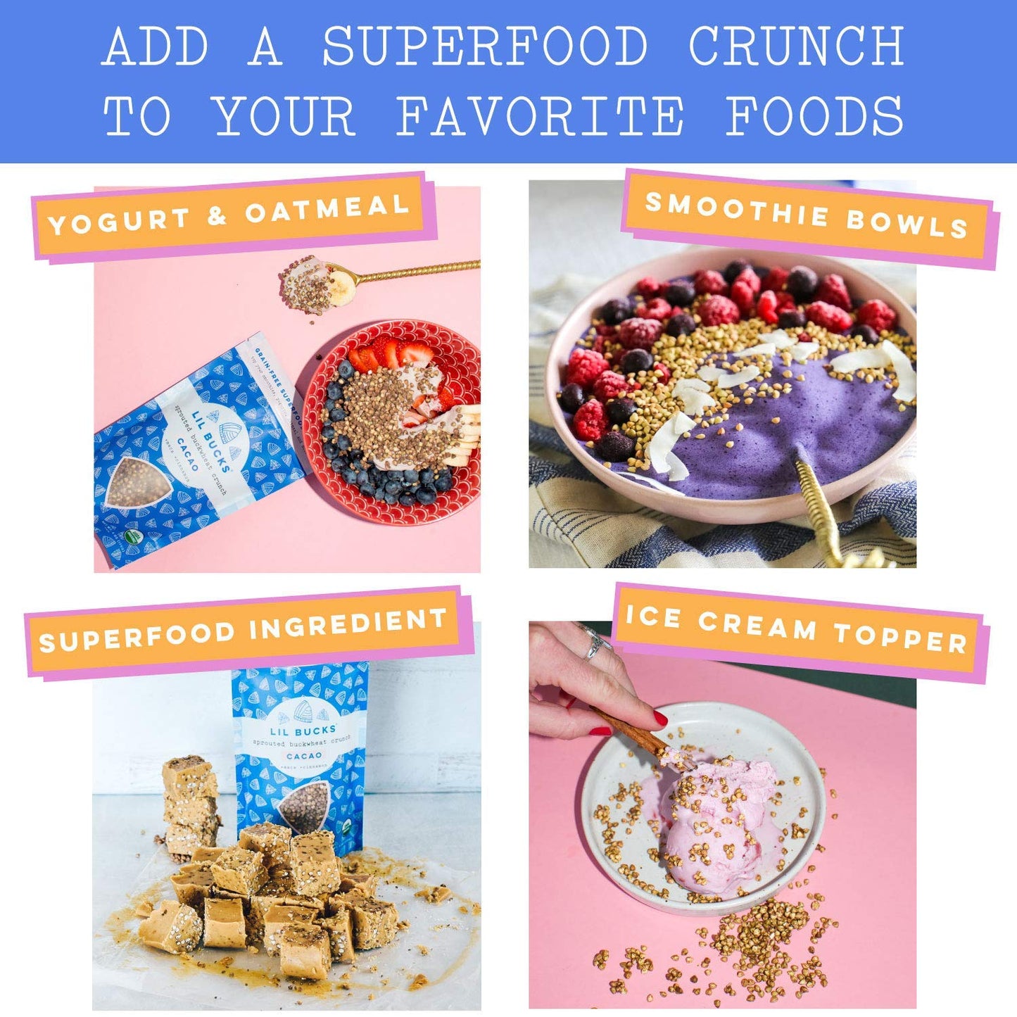 Lil Bucks Sprouted Buckwheat Groats Raw Organic, Grain-Free Granola (Cinnamon, 6 Pack)