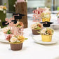 YCTHUNFISH 24 Pack Cupcake Toppers, Rose Gold Graduation 2025 Diploma & Cap Picks, Bamboo Decorations for Parties