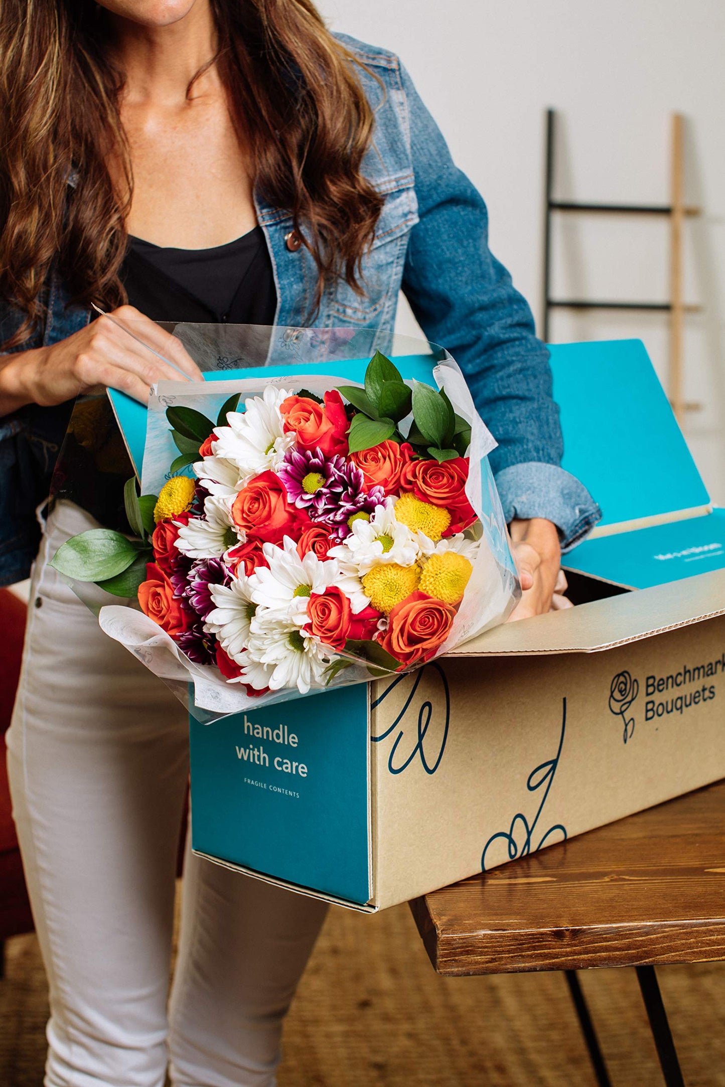Benchmark Bouquets Life Is Good Flowers Orange, Prime Delivery, Vase Included, Grower Direct Fresh Cut Flowers, Gift For Home D