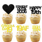 18pcs Black Gold Glitter Dessert Cupcake Pick for Straight Outta 2006 Cheer to 19 Years Old Theme Decor Supplies Happy 19th Birt