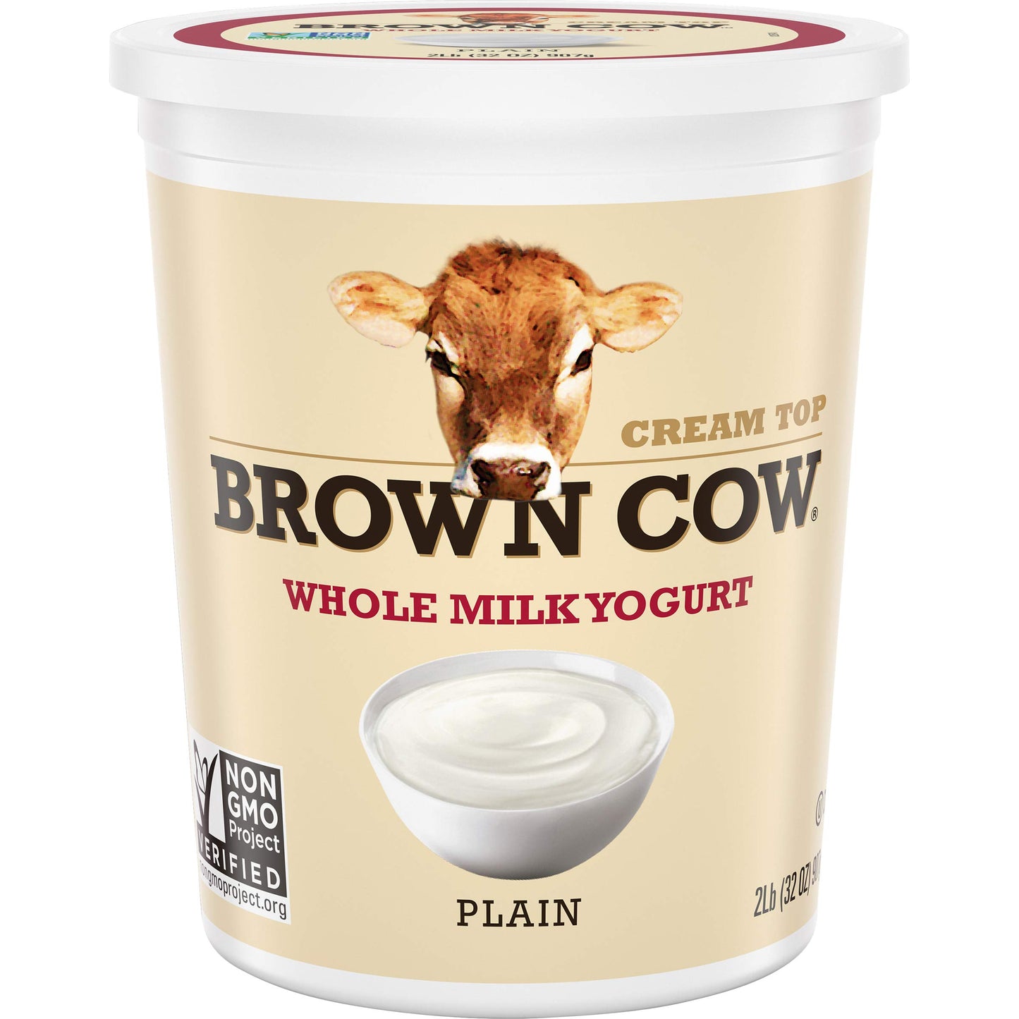 Brown Cow Cream Top Plain Whole Milk Yogurt, 32 oz. Carton - Creamy, Delicious Yogurt