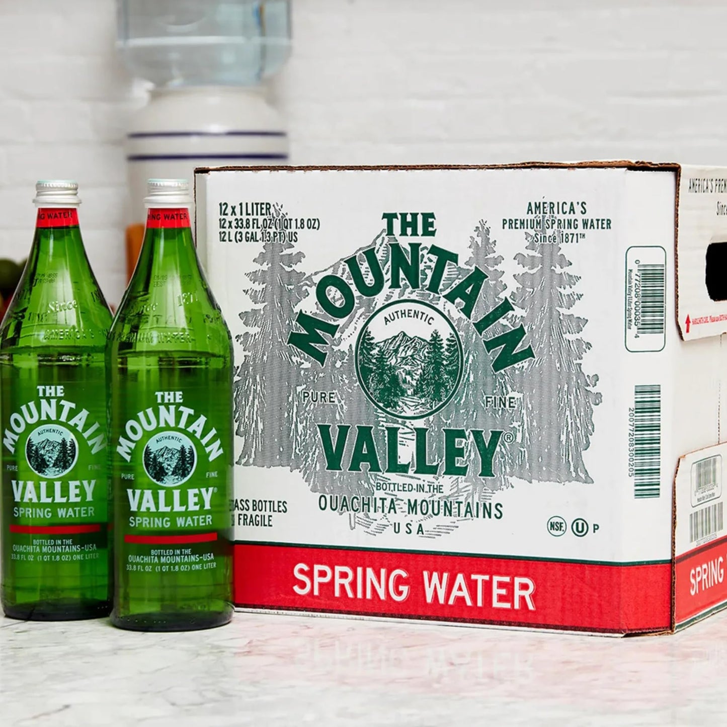 Mountain Valley Spring Water, 33.8 oz 1 LTR Glass Bottles 12 Pack - STILL