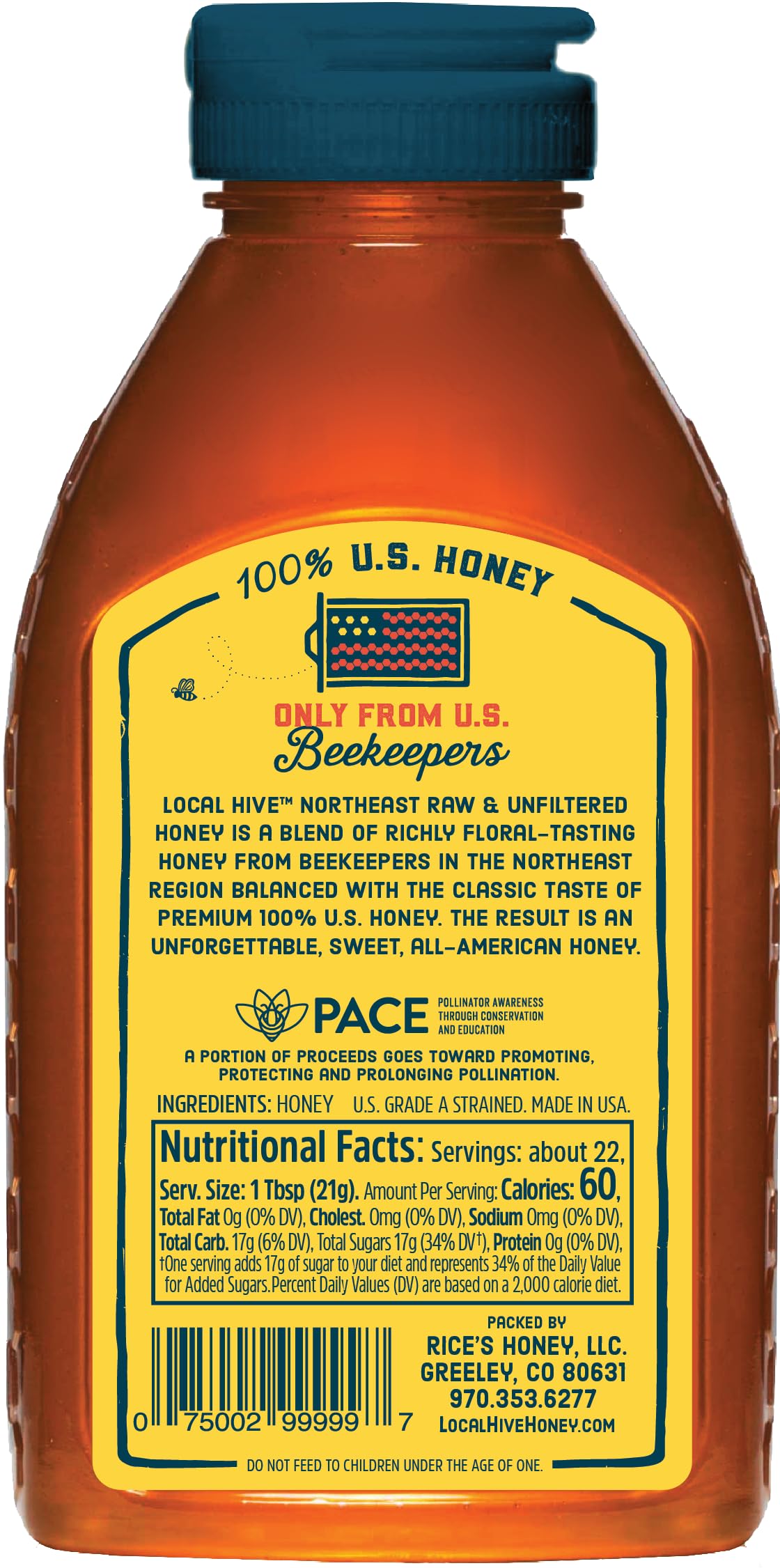 Local Hive Northeast Raw Unfiltered Honey 16Oz. 100% Us Honey Sourced From American Bees And Beekeepers.
