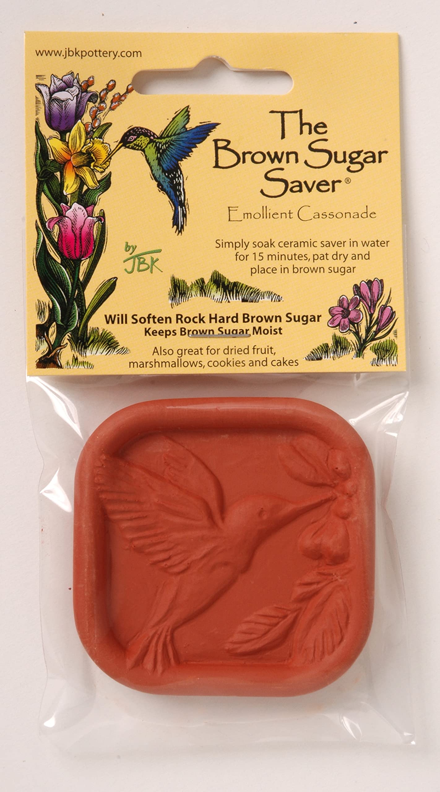 JBK Pottery Terracotta Brown Sugar Saver – Handmade Food-Safe Keeper – 1 Count – Humming Bird