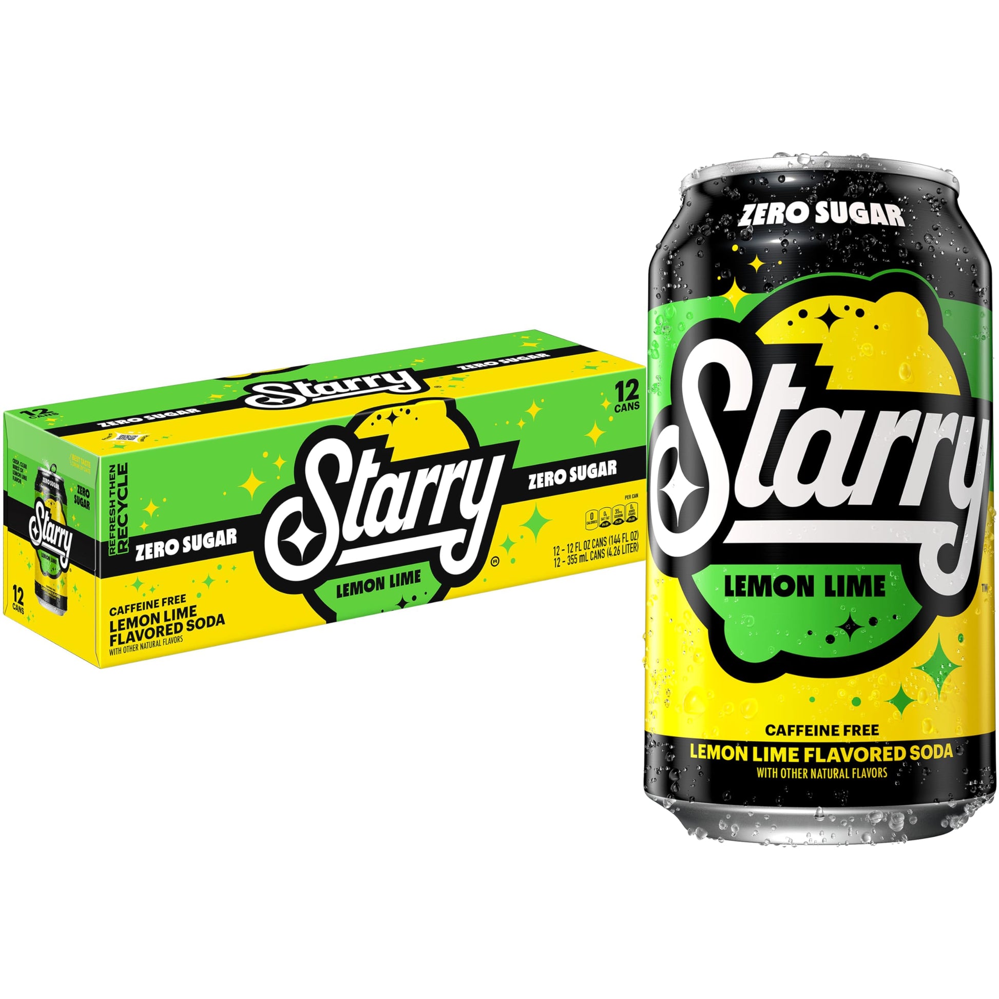 Starry Zero Sugar Lemon Lime Soda  12 Fl Oz Cans (Pack of 12)