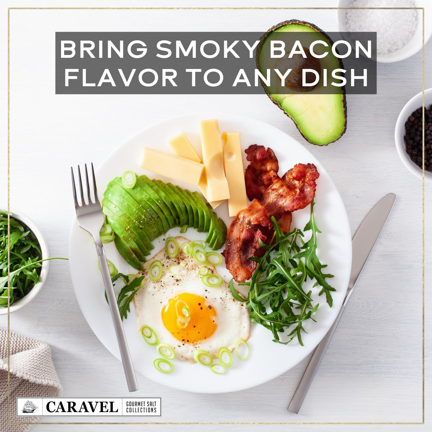 Caravel Gourmet Smoked Sea Salt Sampler Set - Alderwood, Cherrywood, Bacon & Garlic, 0.5 oz x 6 Flavored Salts