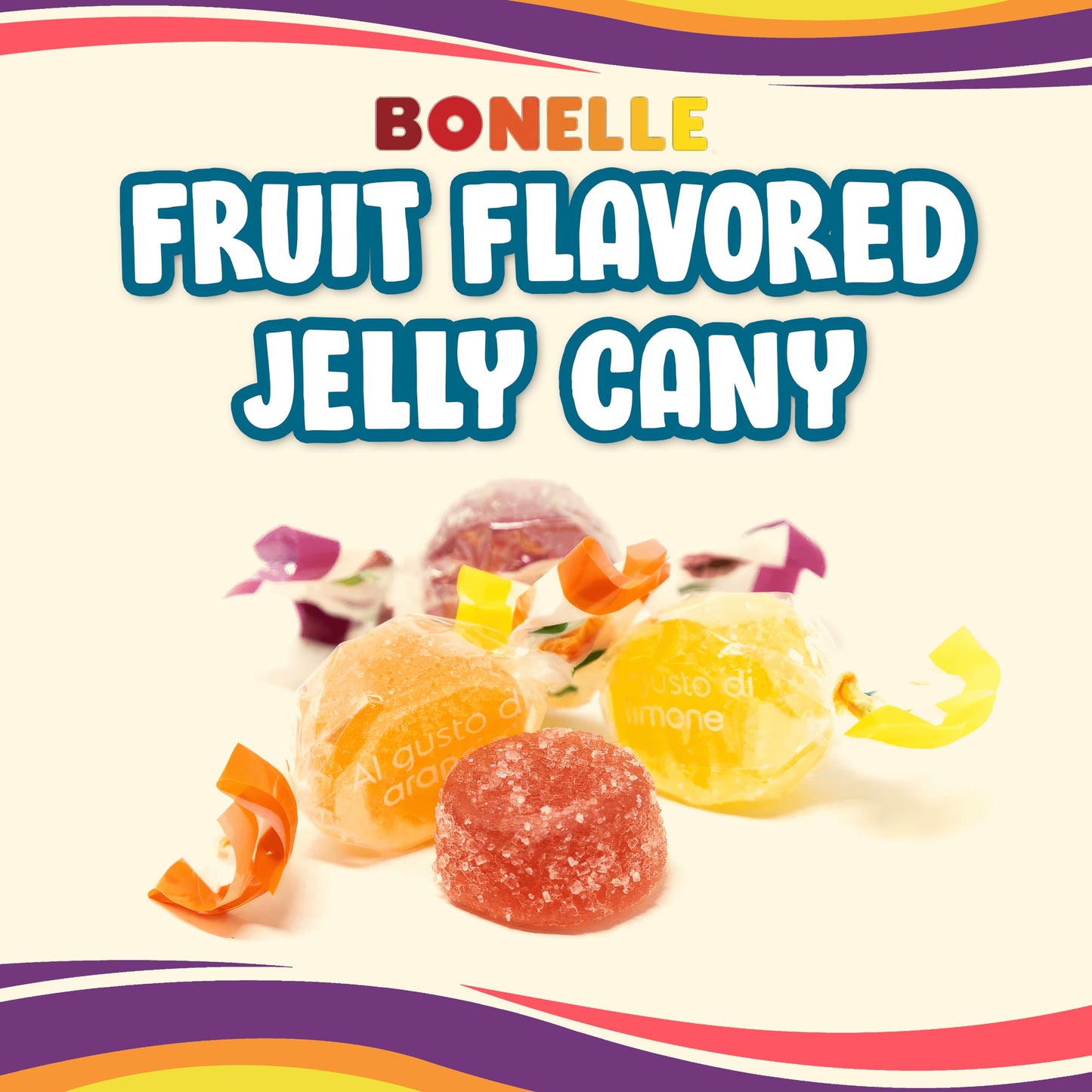 Bonelle Italian Jelly Christmas Candy Bulk - 1 Pound Assorted Christmas Candy Approx 55 Pieces Jelly Fruits Italian Candy Indivi