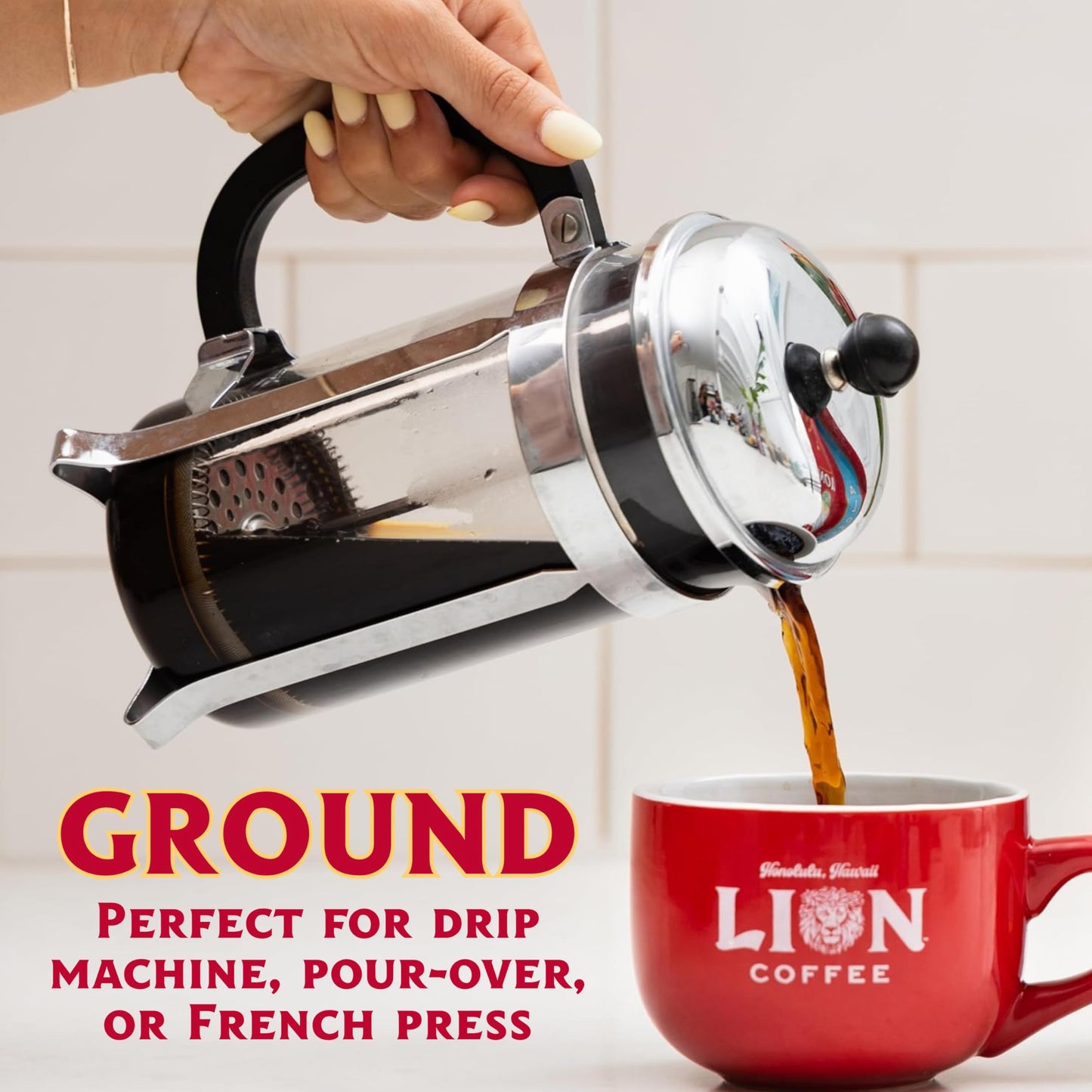 Lion Coffee Gold Roast Ground Coffee, Medium-Light Roast, 10 Ounce Bag