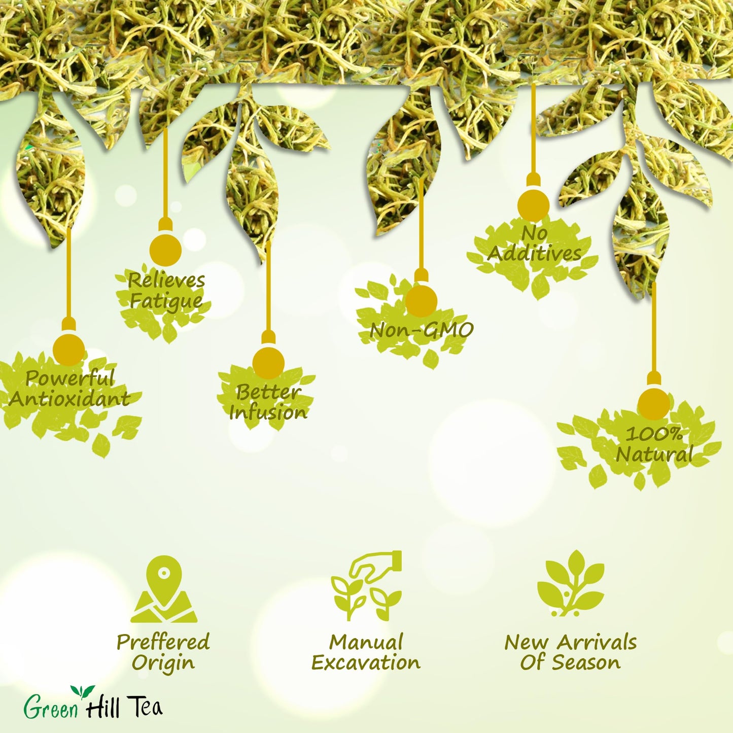Greenhilltea Traditional Health Herbs, Honey Suckle Dried Herbal Tea Honeysuckle 5 Oz