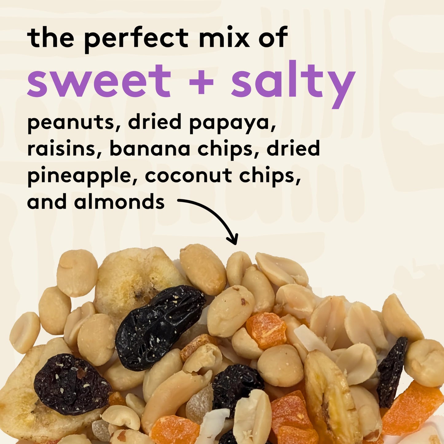 Snak Club Tropical Trail Mix with Peanuts, Dried Papaya, Raisins, Banana Chips, Dried Pineapple, Coconut Chips, and Almonds, Glu