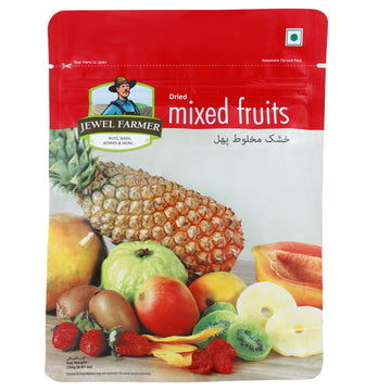 Jewel Farmer Dried Mixed Fruits With Mango, Papaya, Pineapple, Pomelo, Guava, Kiwi & Strawberry, Vitamin & Fiber Rich Fruitmix (