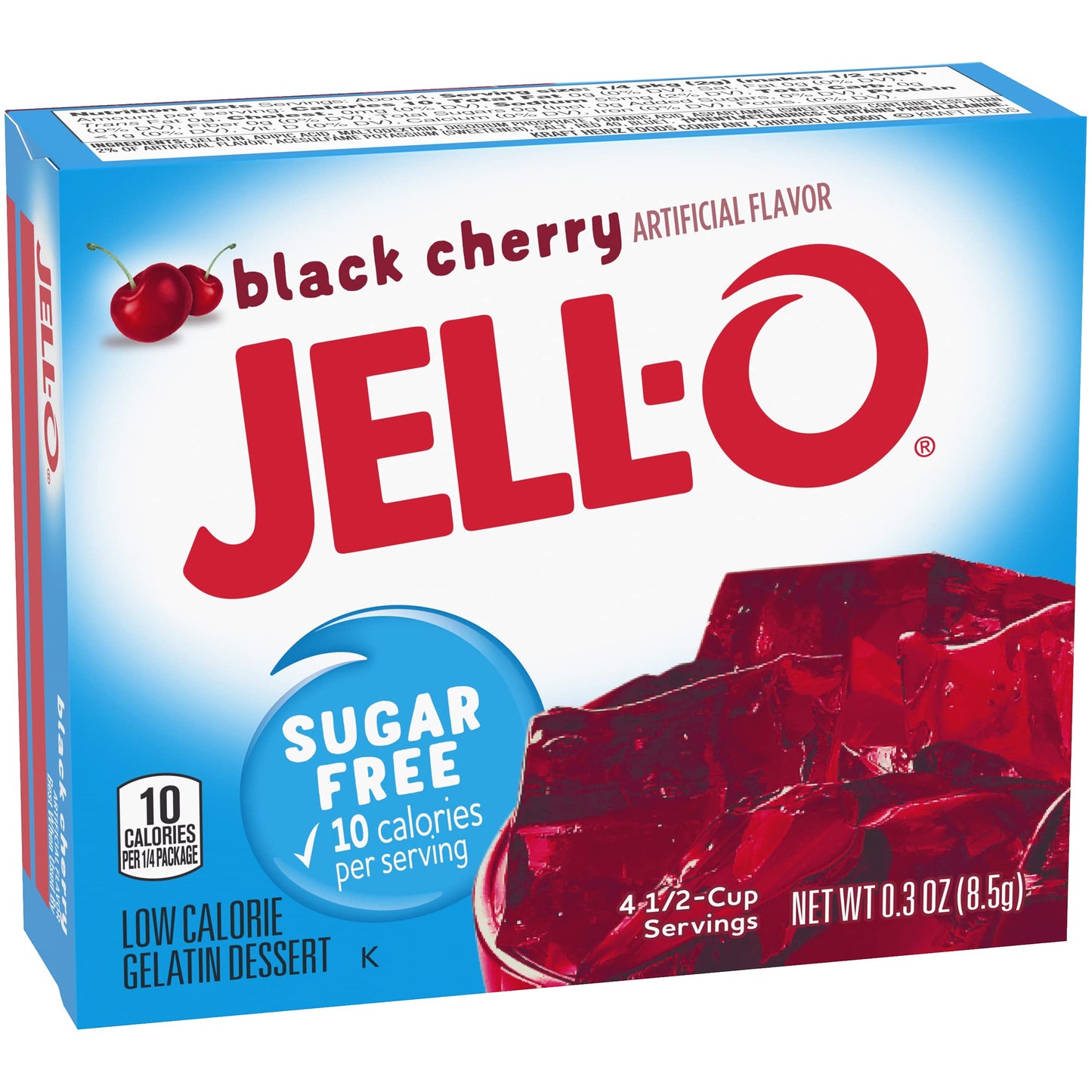 Jell-O Sugar-Free Gelatin Dessert, Black Cherry, 0.30-Ounce Boxes (Pack Of 24)