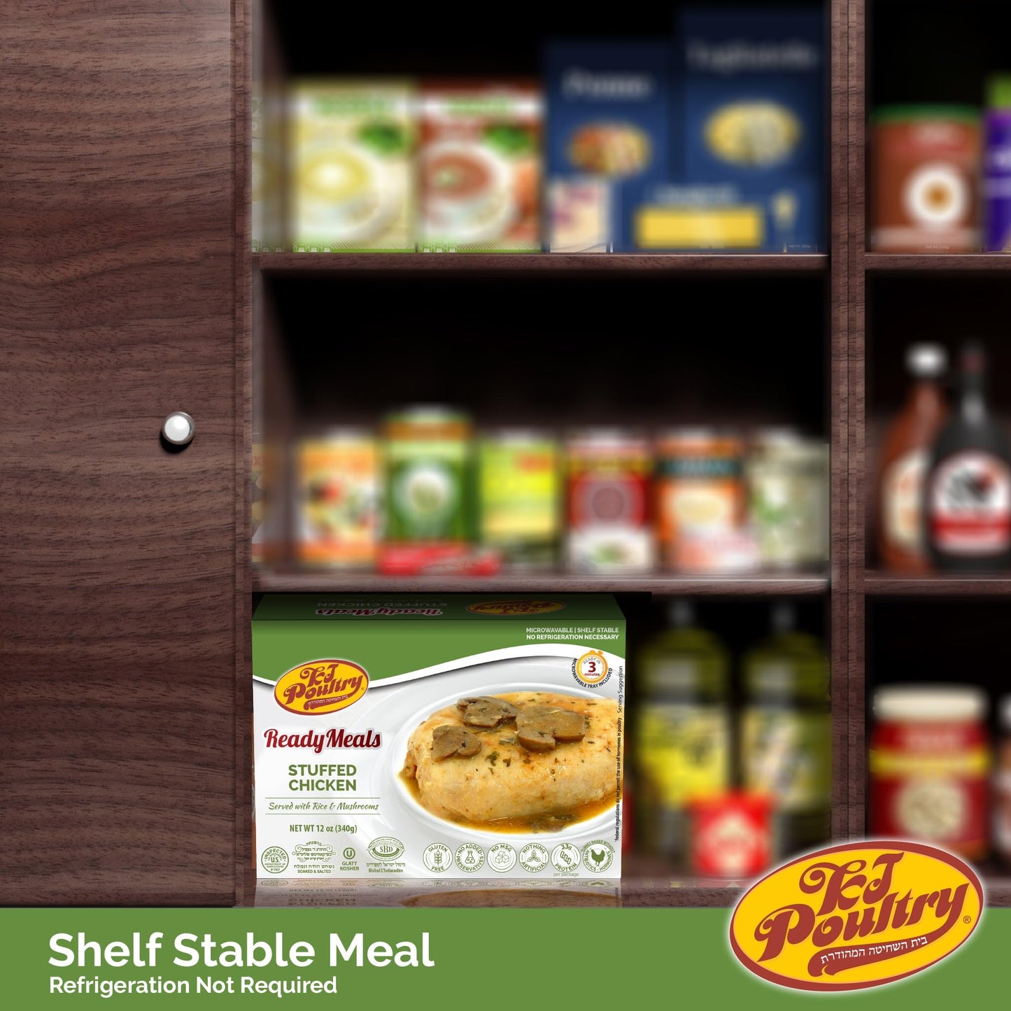 Kj Poultry Kosher Ready Meals - Stuffed Chicken Breast Rice, Mre Meat Meals Ready To Eat, Gluten Free, Halal, (3 Pack) Prepared Entree Fully Cooked, Shelf Stable Microwave Dinner, Travel Military