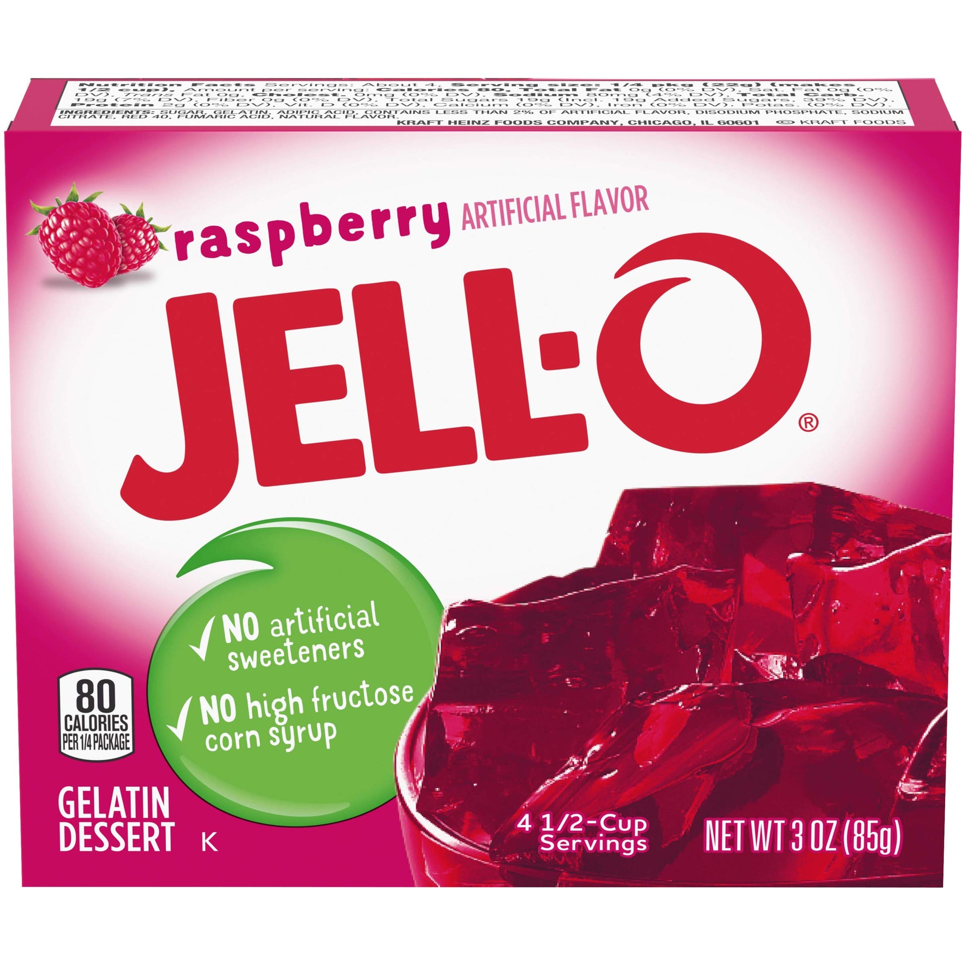 Jell-O Raspberry Gelatin Mix, 3 oz Boxes, Pack of 6, Model 00043000200025