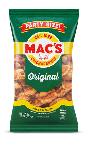 Macs Original Cracklins Zero Carb Pork Rind Snacks, 4 Pack of 10 Oz. Bags (10 Ounce, Pack of 12)