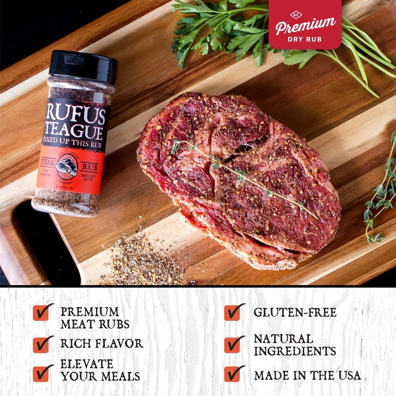 Rufus Teague - Steak Rub - Premium Bbq Rub - 6.2Oz Bottle