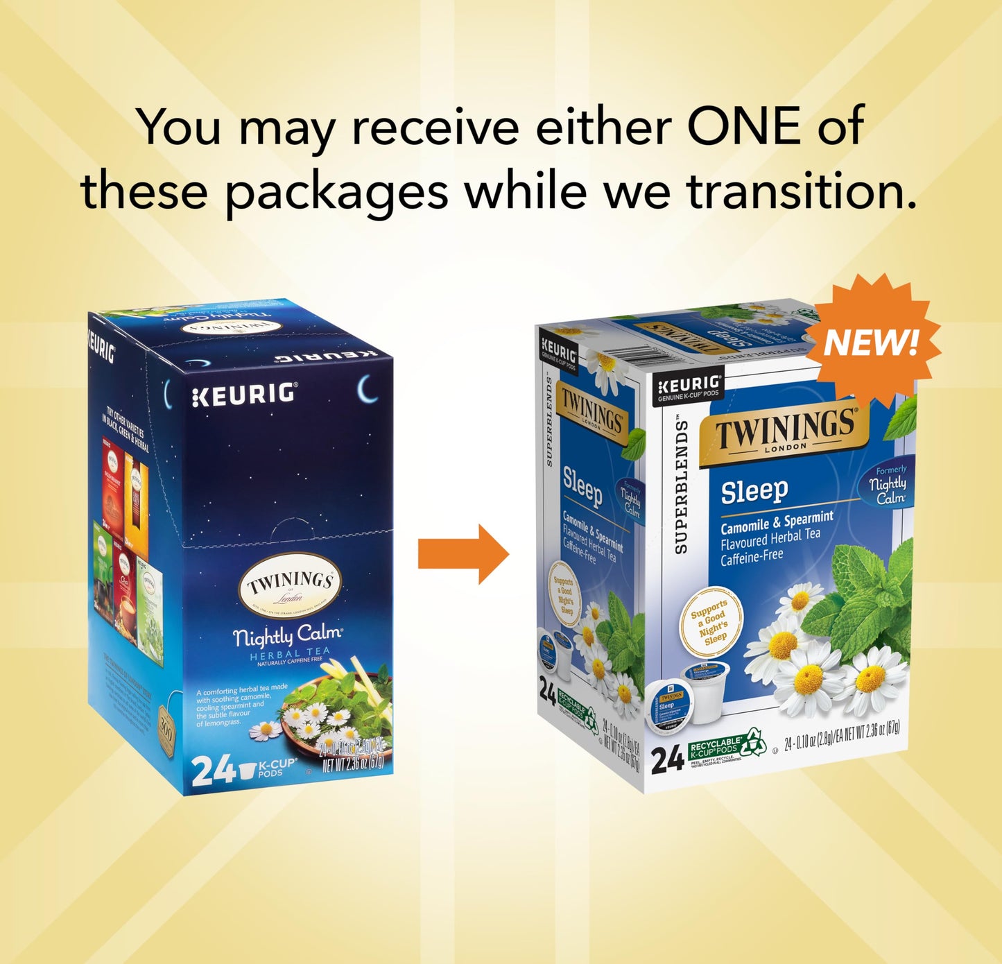 Twinings Nightly Calm Herbal Tea K-Cup Pods, 24 Count, Compatible with Keurig