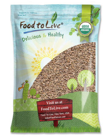 Food to Live Organic Cumin Seeds, 5 Pounds - 100% Natural, Non-GMO, Aromatic Seasoning, Perfect for Spices, Baking and Pickling,