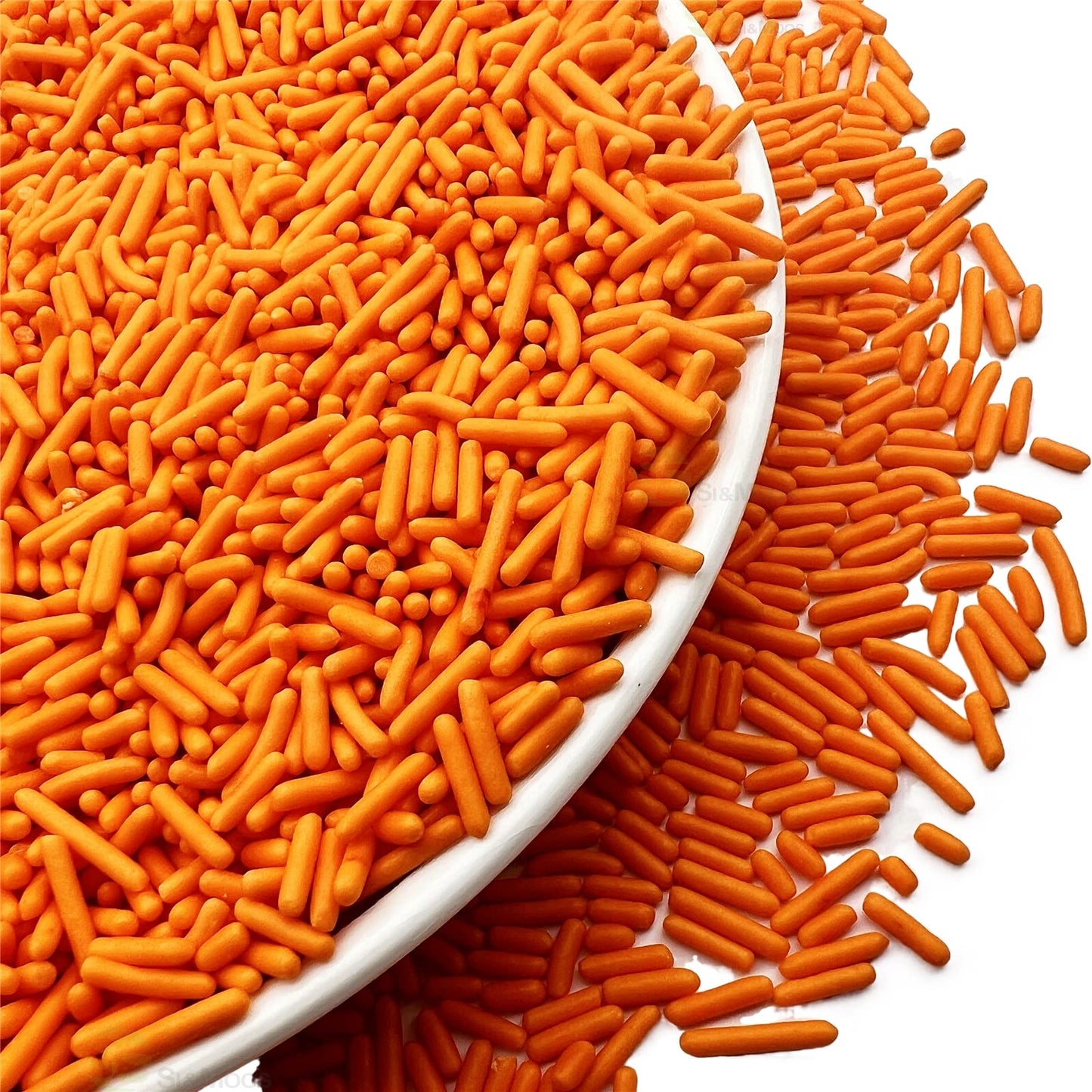 Se Si&Moos Orange Jimmies Sprinkles Edible Orange Sprinkles Soft Jimmies Soft Sprinkles For Topping Ice Cream, Cookies, Cakes, C