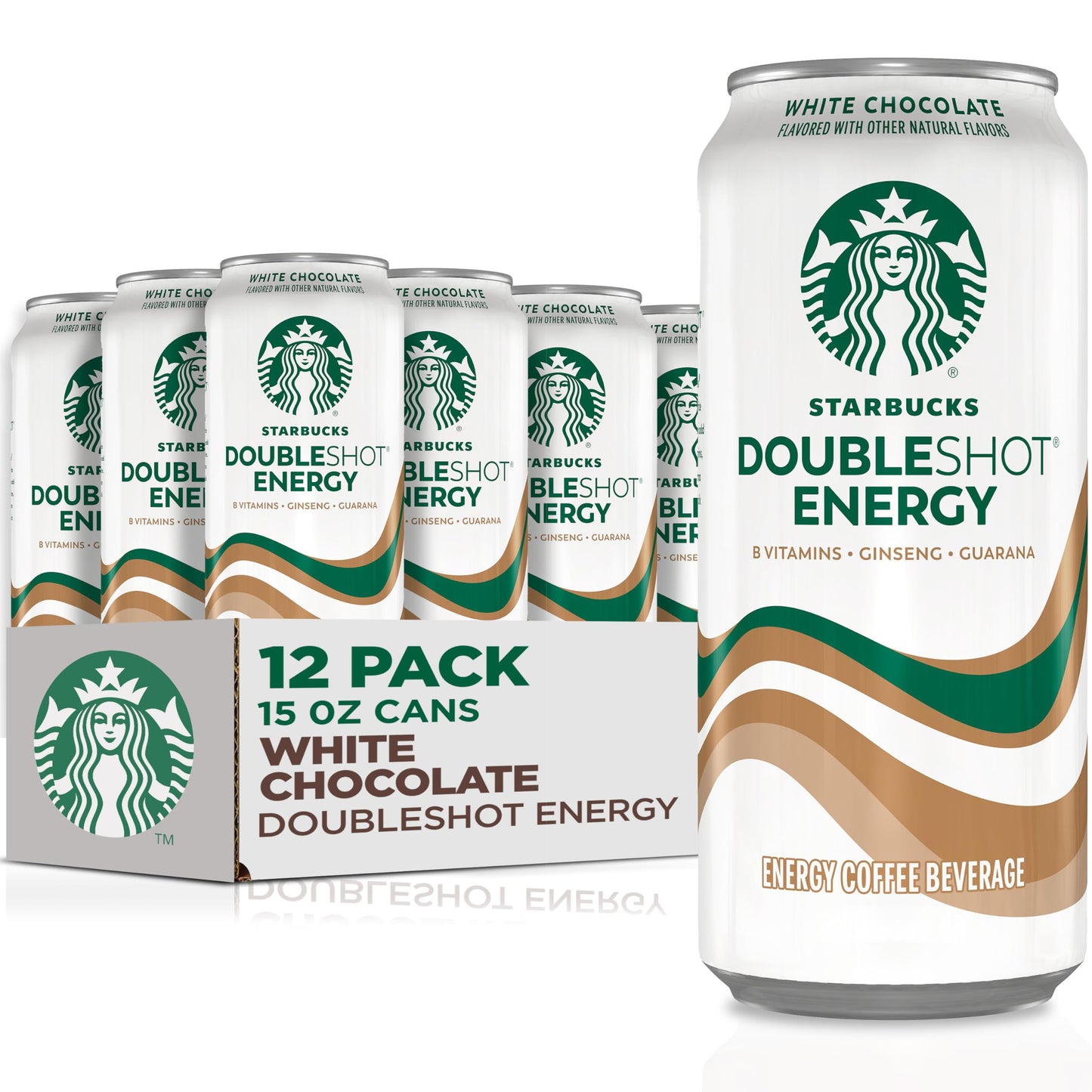 Starbucks Doubleshot Energy Drink Coffee Beverage, White Chocolate, Iced Coffee, 15 fl oz Cans (12 Pack) (Packaging May Vary)