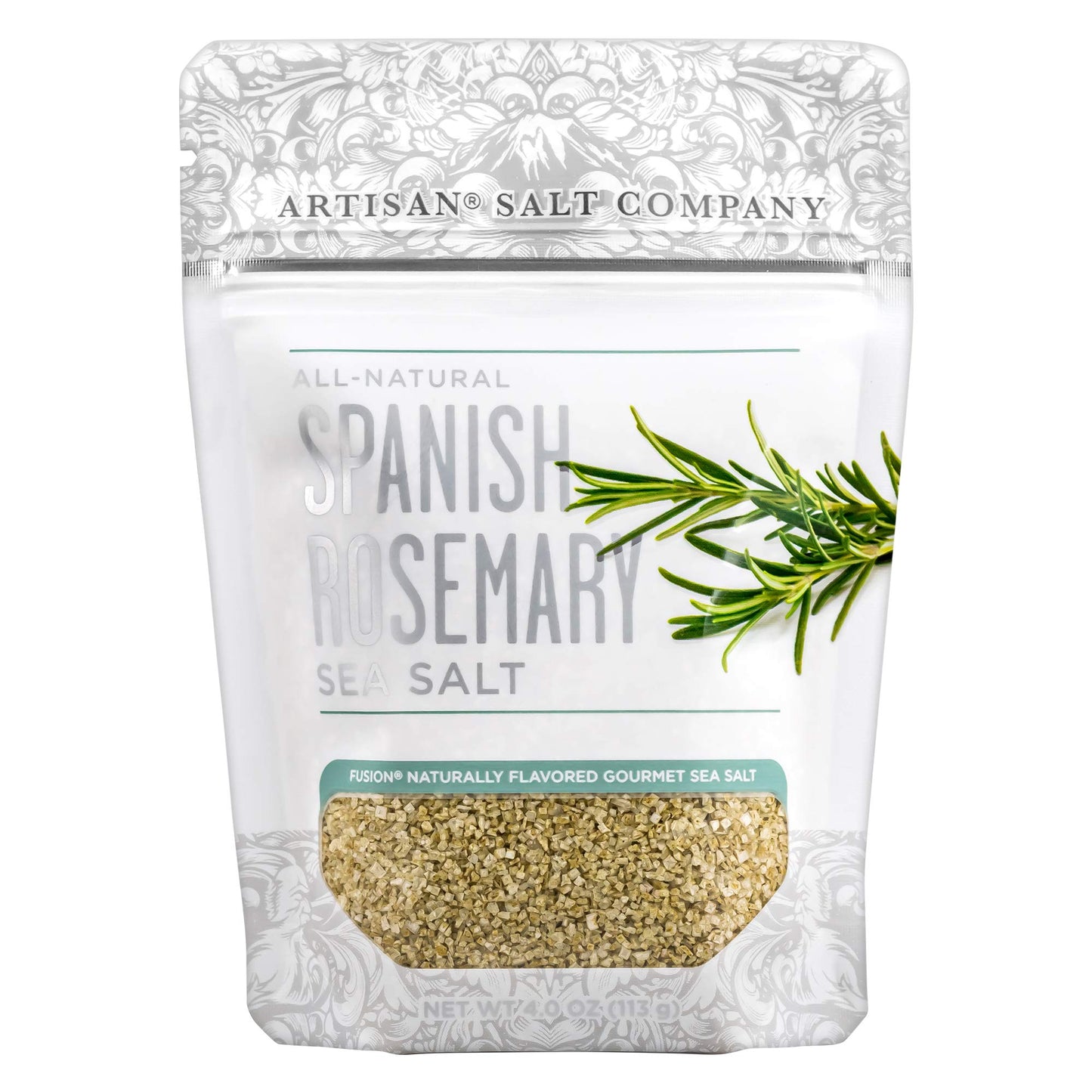 Artisan Salt Company Fusion Naturally Flavored Spanish Rosemary Sea Salt, Zip-Top Pouch, 4 Ounce