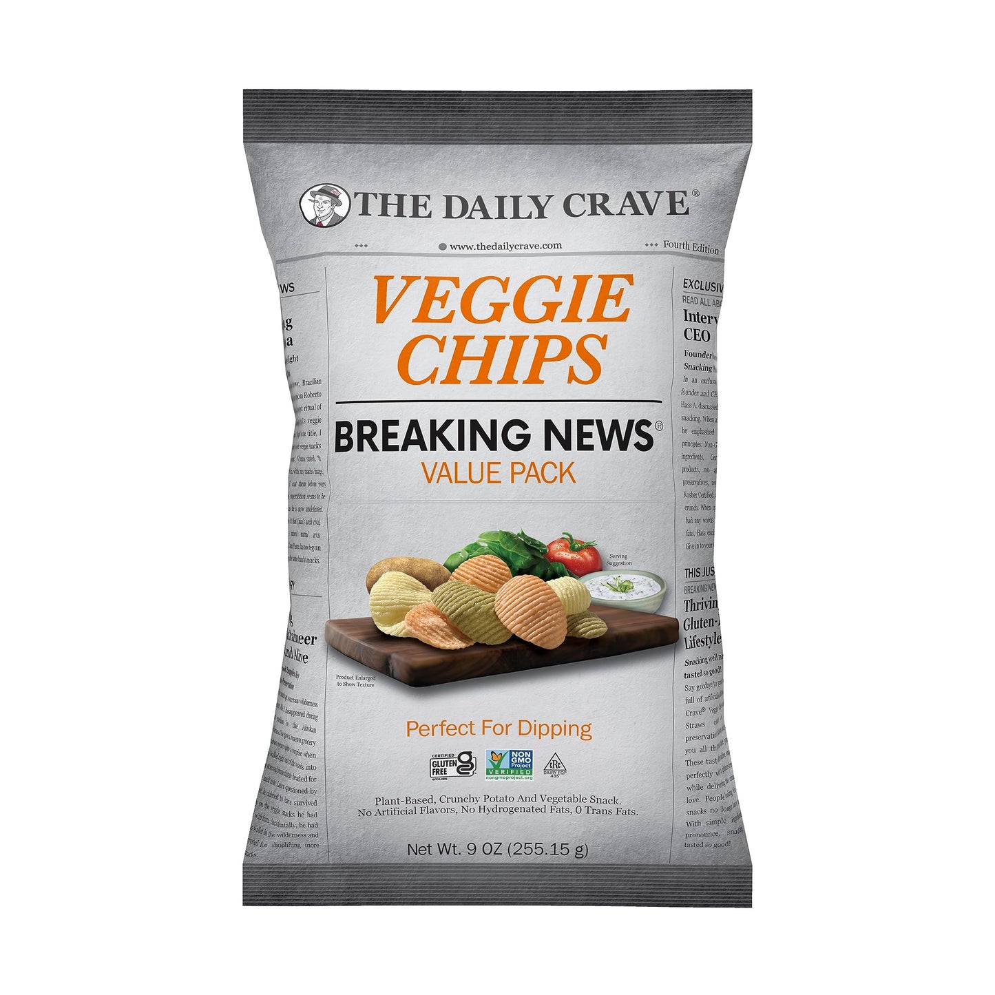 The Daily Crave Veggie Chips Value Pack, 9 Oz (Pack Of 6) Veggie Crisps, Kosher, Crunchy, Vegan