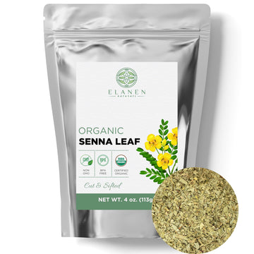 Elanen Naturals Organic Senna Leaf 4 Oz. (113G), Usda Certified Organic Senna Tea Leaves Organic, Senna Herb, Senna Alexandrina,