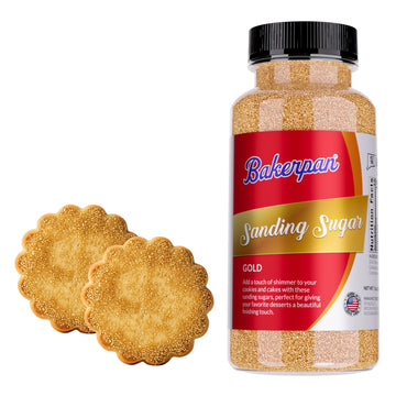 Bakerpan Gold Sanding Sugar for Baking & Cookie Decorating - 5 Ounce Edible Gold Sugar Sprinkles for Cookies, Cakes, Cocktails (