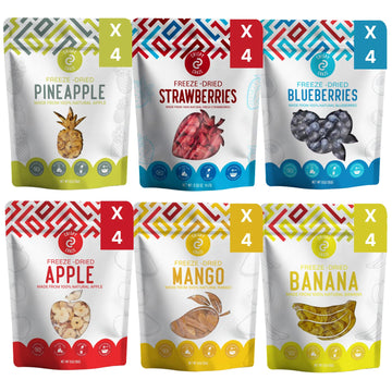 Crispy Craze Freeze Dried Fruit Variety Pack (24 Snack Sized Bags, 0.52 oz Each) Fruit Crisps, Non GMO, Healthy Snack, No Added 