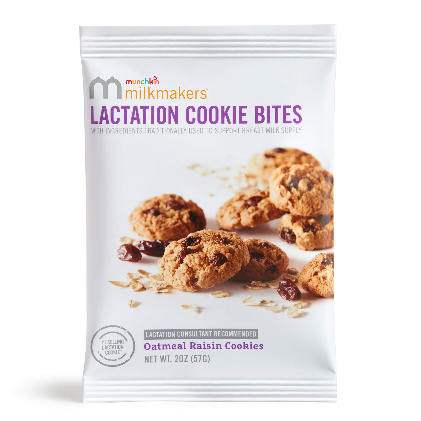 Munchkin Milkmakers Lactation Cookie Bites, Oatmeal Raisin, 10 Ct (Contains Fenugreek) (Pack Of 2)