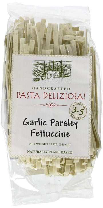 Pasta Deliziosa! Handcrafted Pasta, Garlic Parsley Fettuccine, 12 Ounce