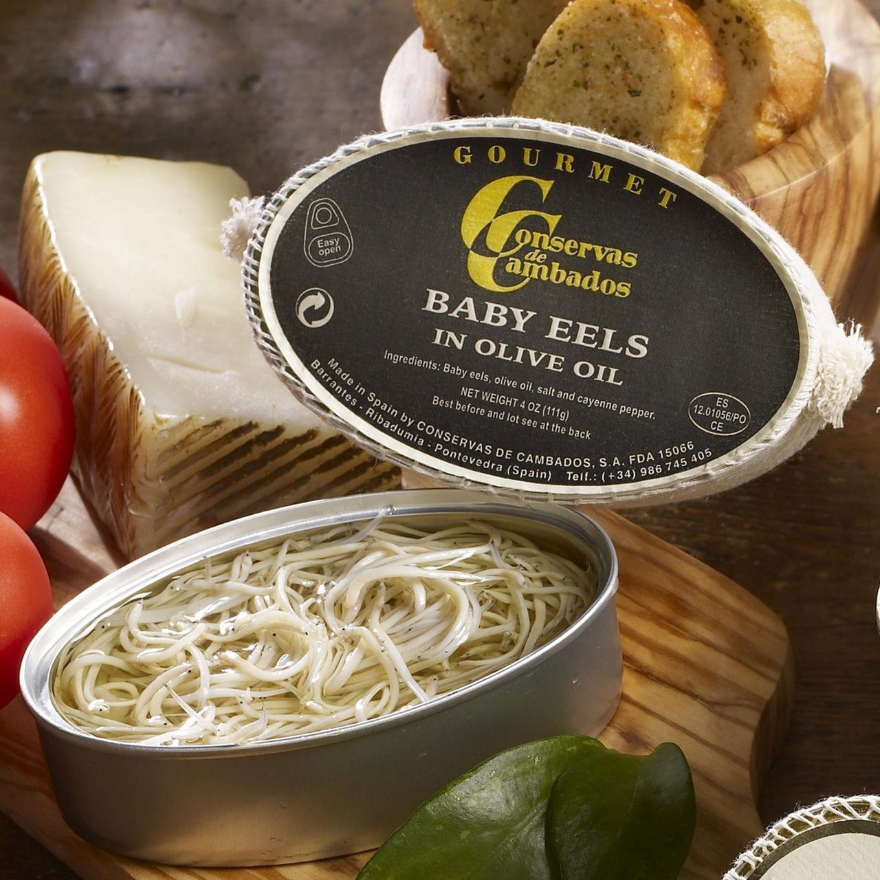 Conservas de Cambados Angulas - Tiny Baby Eels in Olive Oil, 4 Ounce, Model SE-98, Tin