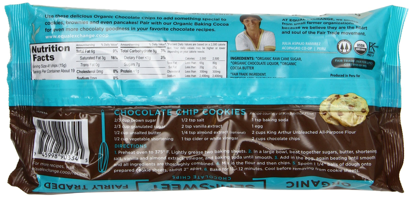 Equal Exchange Organic Chocolate Chips | Semi-Sweet | 55% Cacao | 10 Ounce (Pack Of 12)